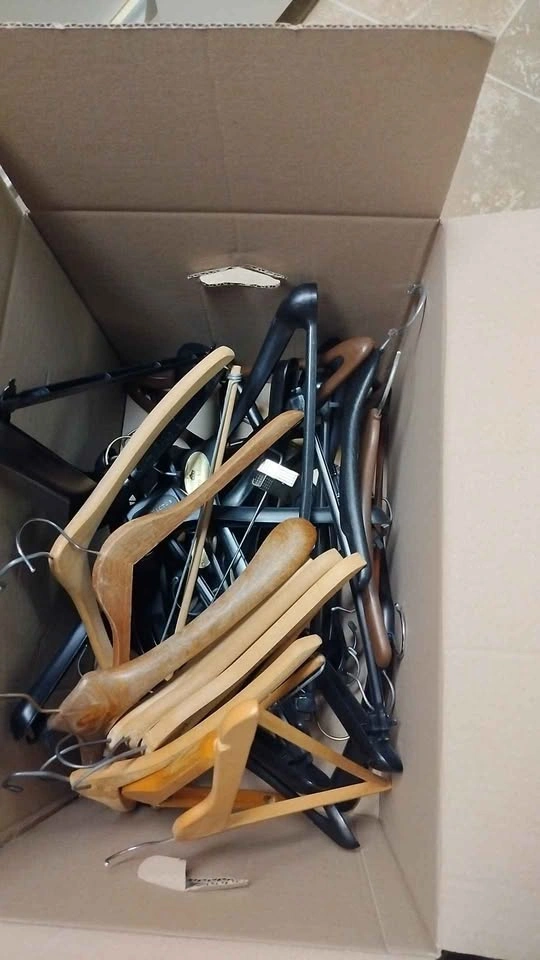 Box of Wooden Hangers and hard Plastic Hangers - photo 3