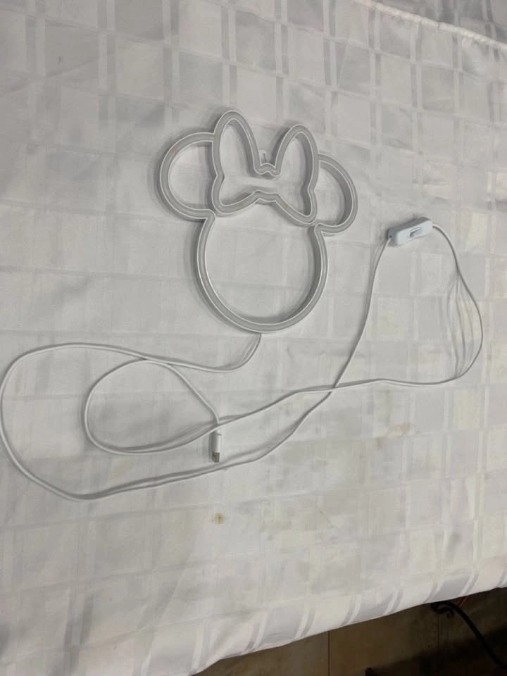 DISNEY MINNIE MOUSE Yellow/ Pink Bow LED Light- Wall Sign - photo 2