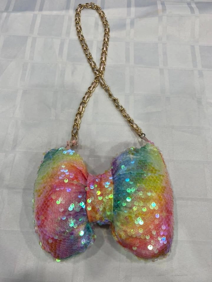 Angel’s Face Kids Rainbow Sequin Bow Shoulder Bag Purse
