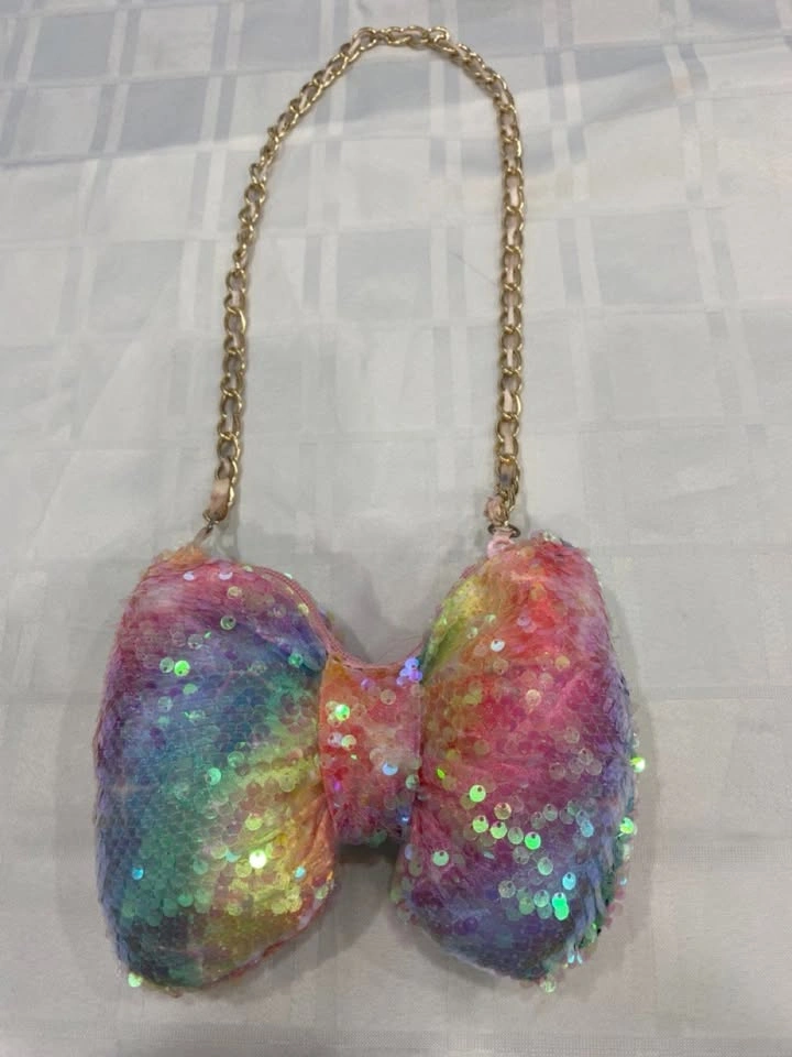 Angel’s Face Kids Rainbow Sequin Bow Shoulder Bag Purse - photo 2