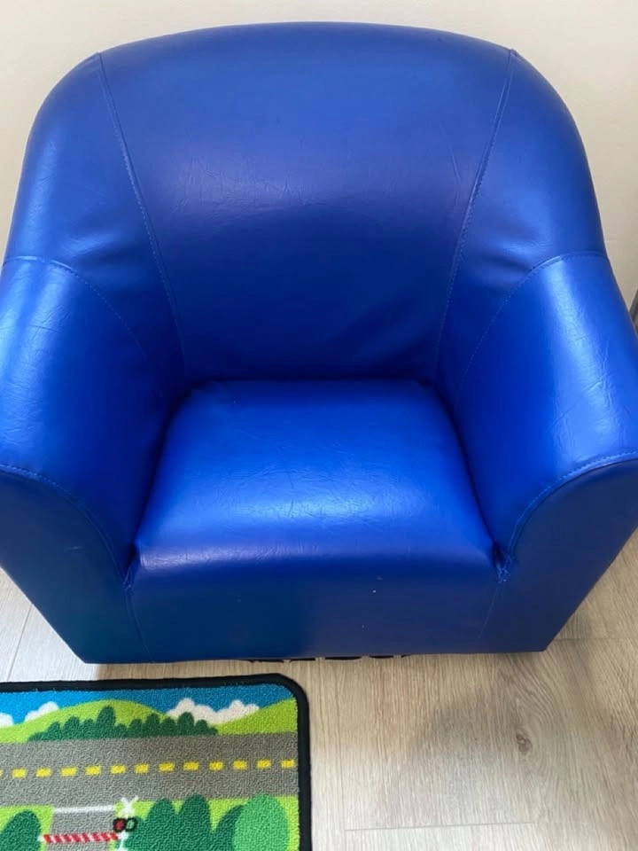 Set of 2 Kids Blue Faux-Leather Armchairs / Playroom Chairs - photo 2