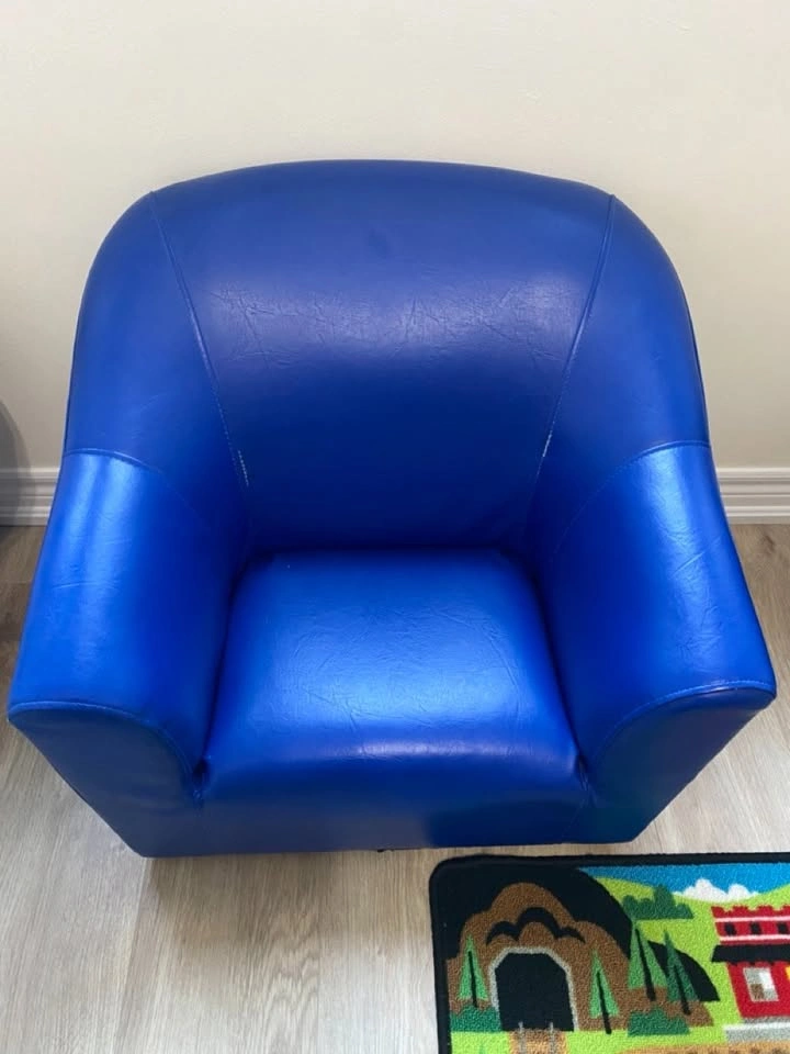 Set of 2 Kids Blue Faux-Leather Armchairs / Playroom Chairs - photo 3