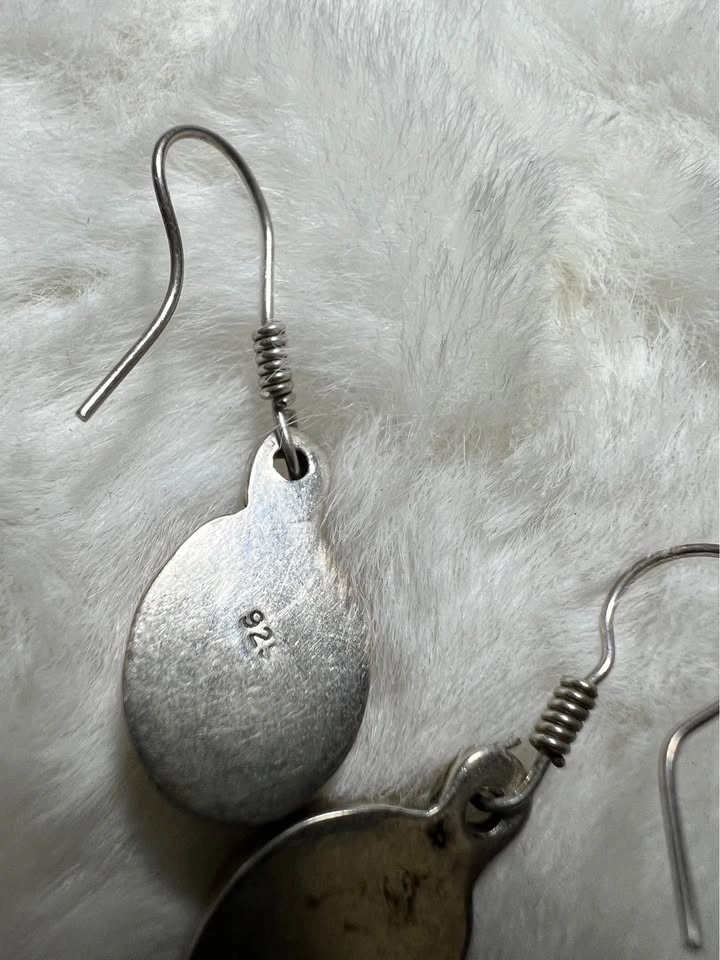 Vintage 2 Pairs 925 Sterling Silver Stone Drop Earrings - photo 3