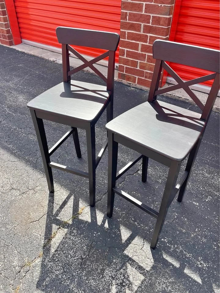 Ikea Black Bar Height Stools (Set)