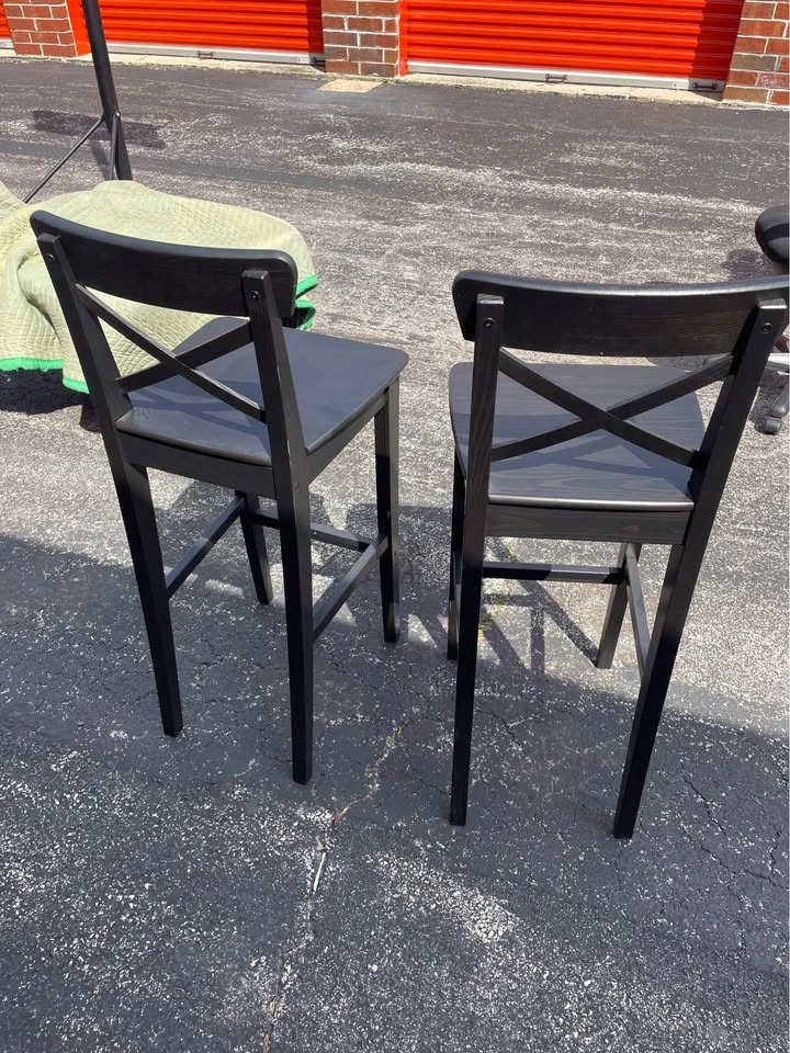 Ikea Black Bar Height Stools (Set) - photo 2