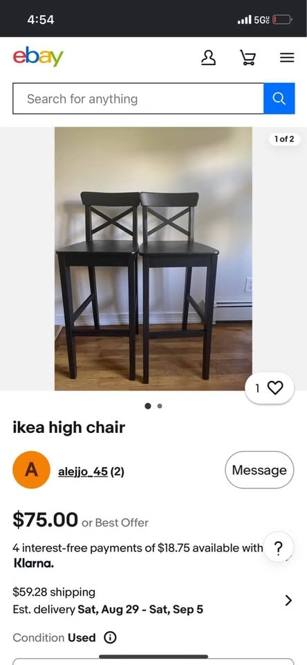 Ikea Black Bar Height Stools (Set) - photo 4