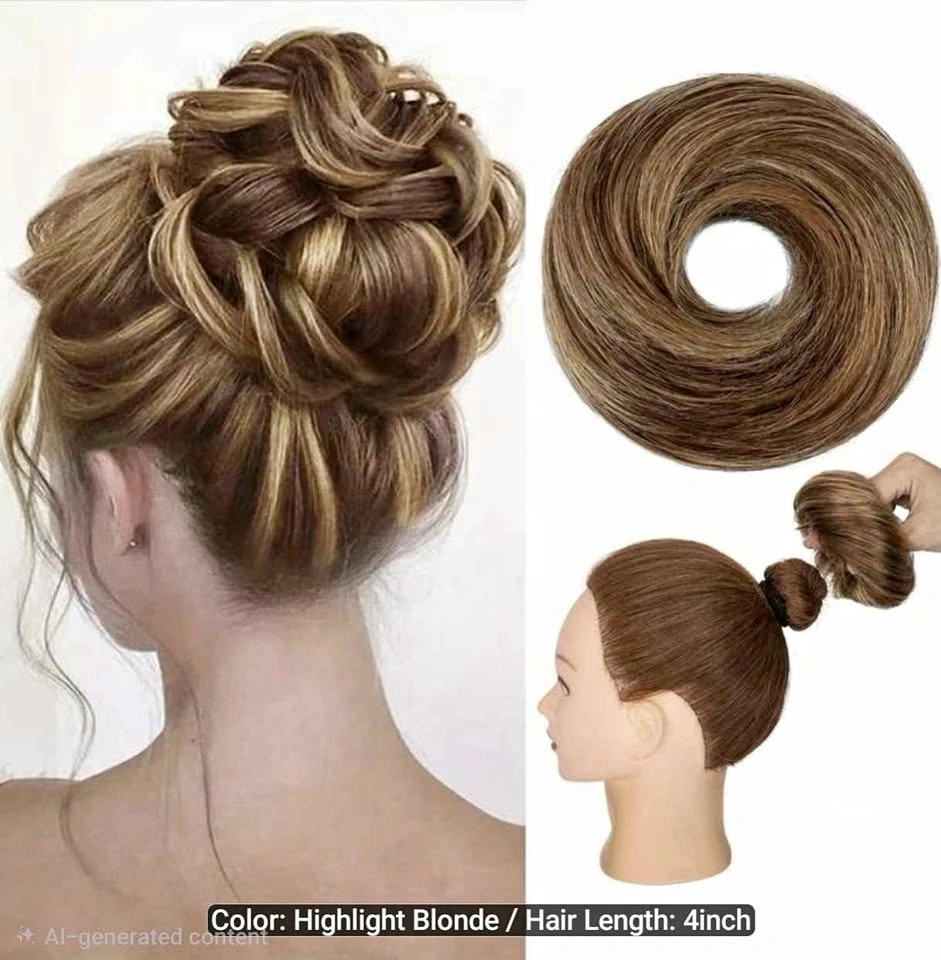 Blonde Mix Messy Bun Hair Extension with Claw Clip