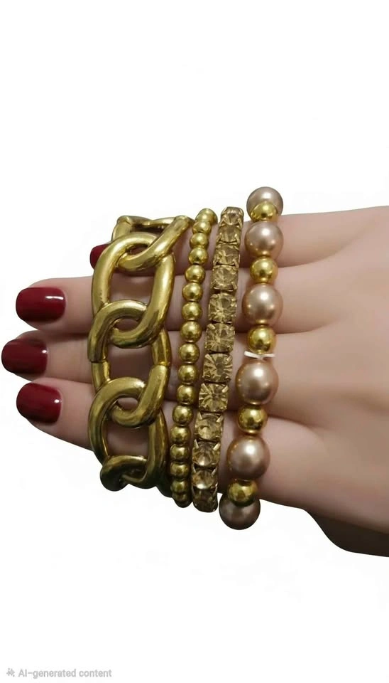Set of 4 Gold-Toned Fashion Bracelets - photo 2