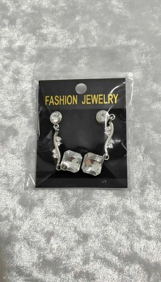 Silver-Toned Crystal Drop Earrings