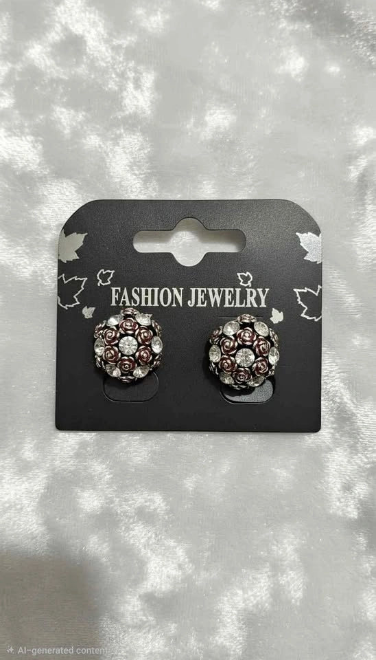 Rose Rhinestone Stud Earrings