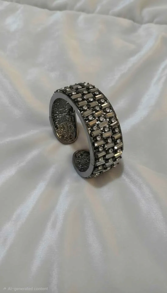 Rhinestone Cuff Bracelet and Drop Earring Set - photo 2