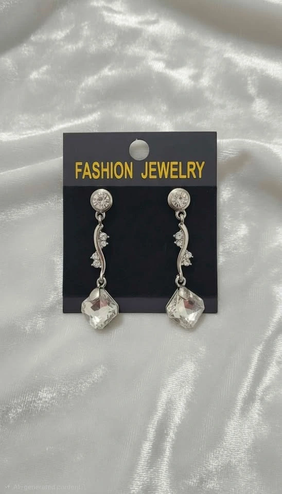 Rhinestone Cuff Bracelet and Drop Earring Set - photo 3