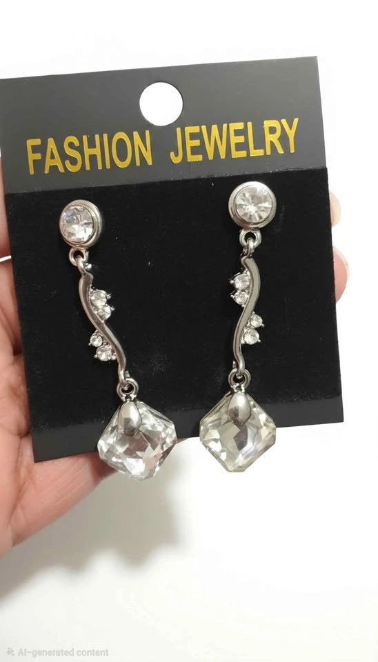 Rhinestone Cuff Bracelet and Drop Earring Set - photo 4