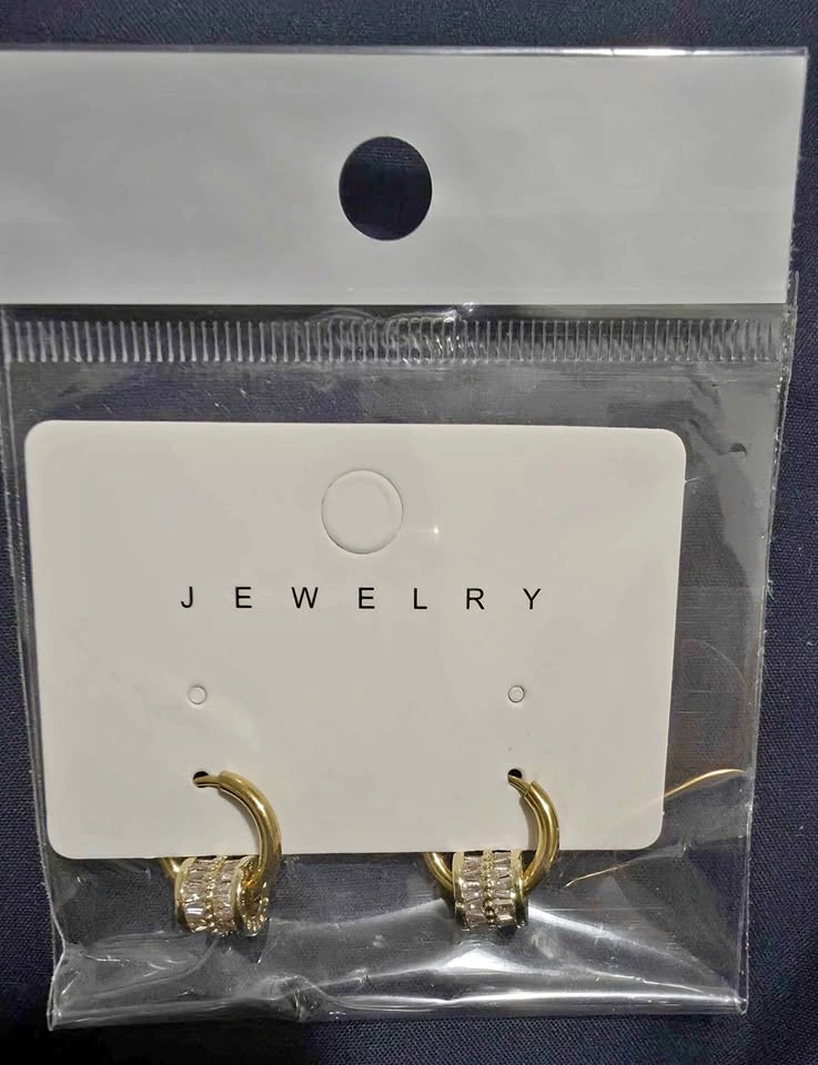 Gold-Toned Crystal Barrel Hoop Earrings
