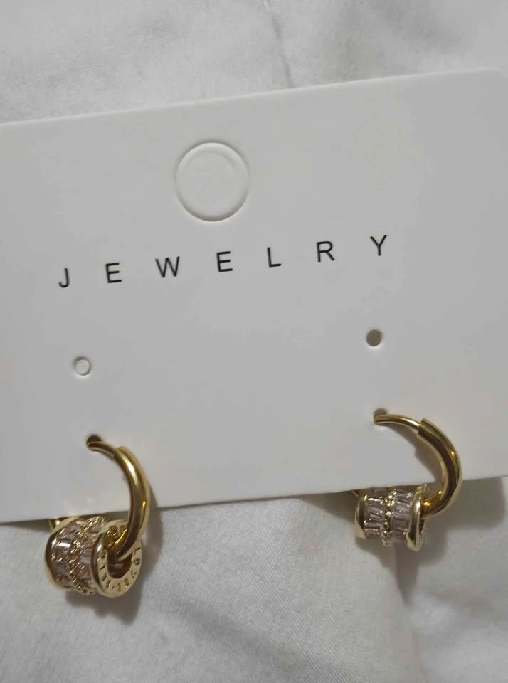 Gold-Toned Crystal Barrel Hoop Earrings - photo 3