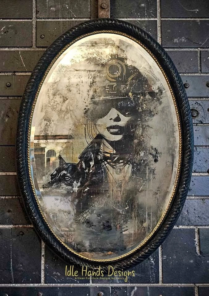 Distressed Wall Mirror - Steampunk