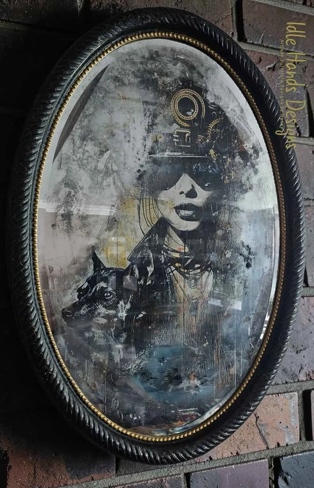 Distressed Wall Mirror - Steampunk - photo 2