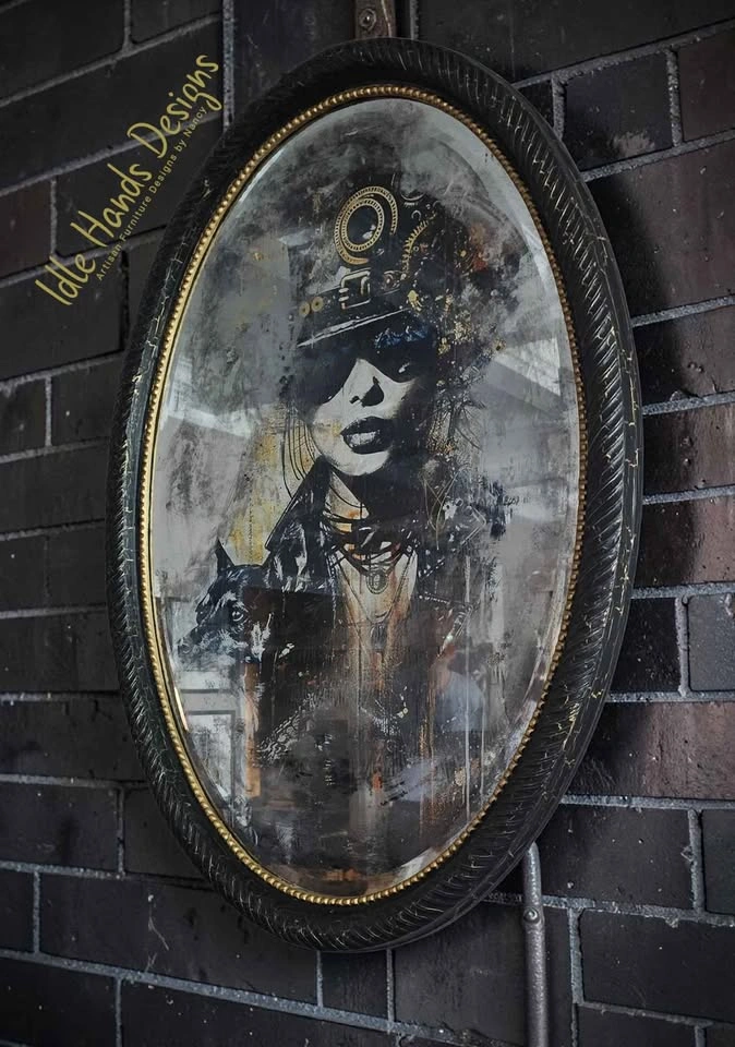 Distressed Wall Mirror - Steampunk - photo 3