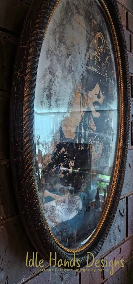 Distressed Wall Mirror - Steampunk - photo 4