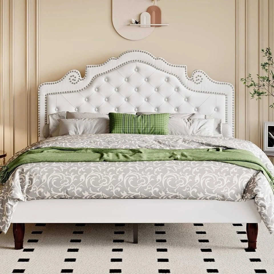 Full Size Bed Frame with Adjustable Headboard