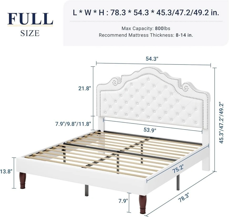 Full Size Bed Frame with Adjustable Headboard - photo 2
