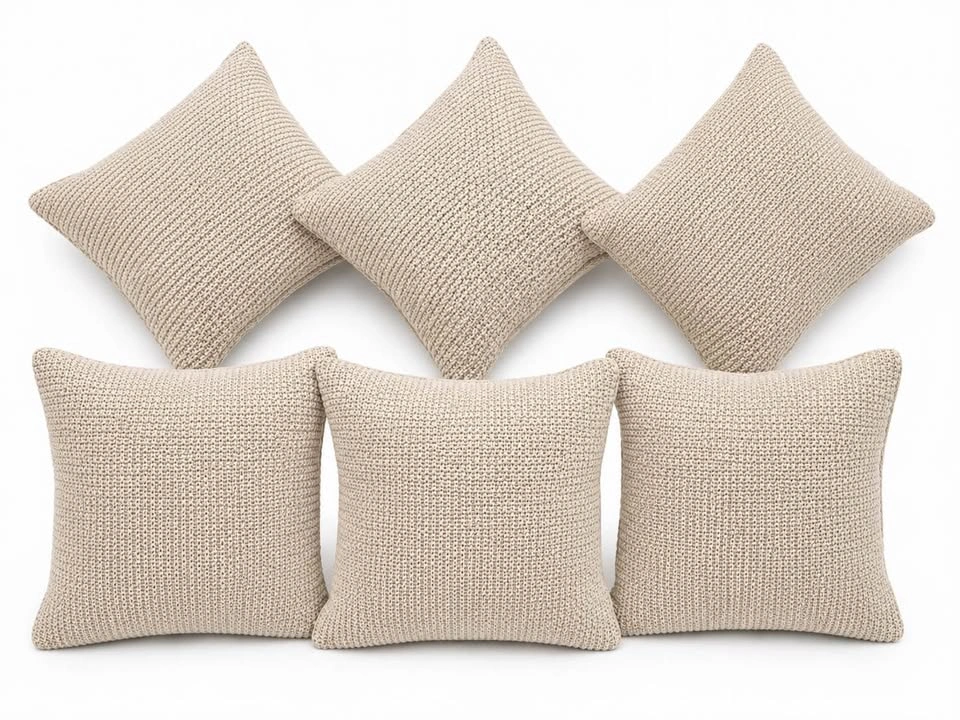 Set of 6 Simons Textured Knit Throw Pillows | Neutral Beige - photo 2