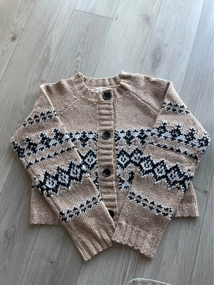 English Factory Fair isle cardigan, wide sleeves, oatmeal, S - photo 2