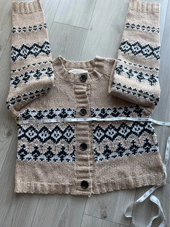 English Factory Fair isle cardigan, wide sleeves, oatmeal, S - photo 3