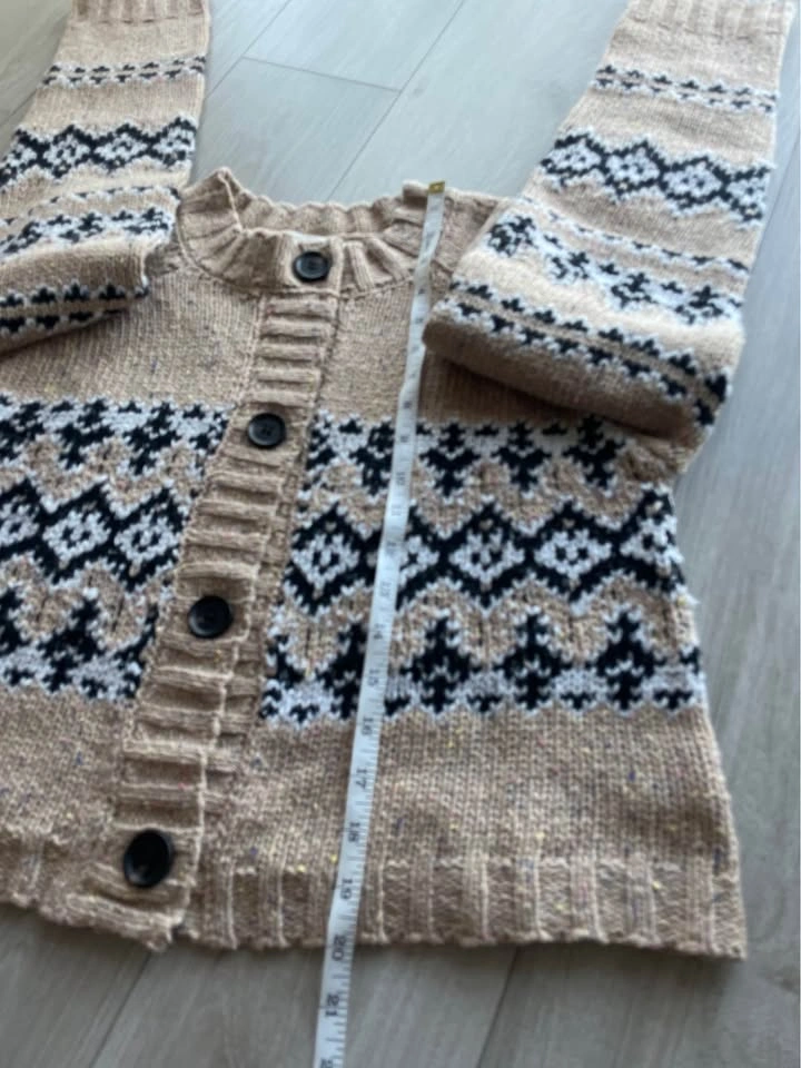 English Factory Fair isle cardigan, wide sleeves, oatmeal, S - photo 4