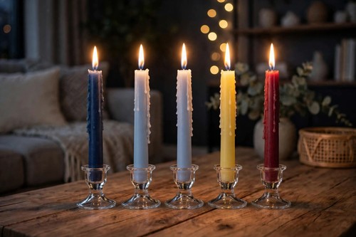 Set of 5 Ambiance Taper Candles 10" (25cm) Assorted Colors - photo 2
