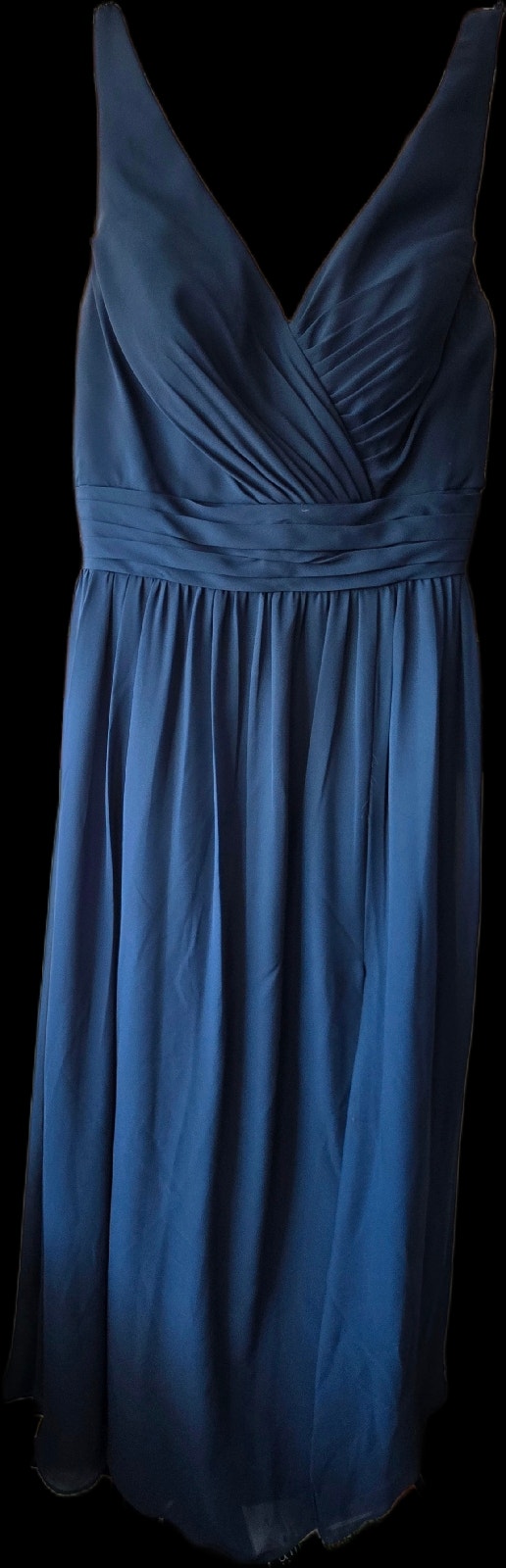 Christina Wu Celebration Navy Chiffon Formal Gown – Size 12