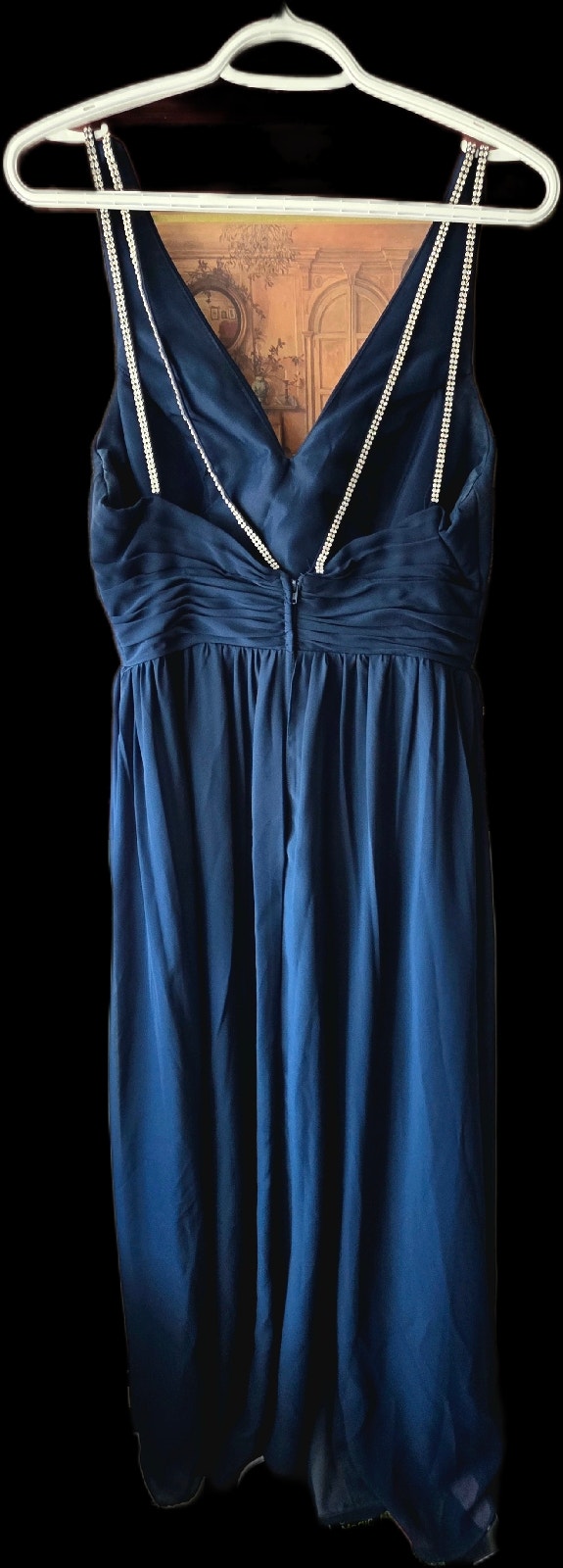 Christina Wu Celebration Navy Chiffon Formal Gown – Size 12 - photo 2
