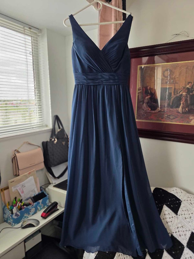 Christina Wu Celebration Navy Chiffon Formal Gown – Size 12 - photo 5