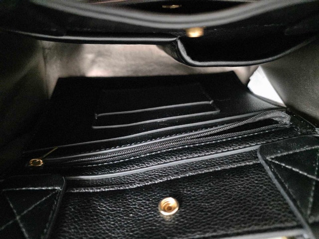 ALDO Black Textured Faux Leather Multi-Compartment Satchel Tote - photo 4