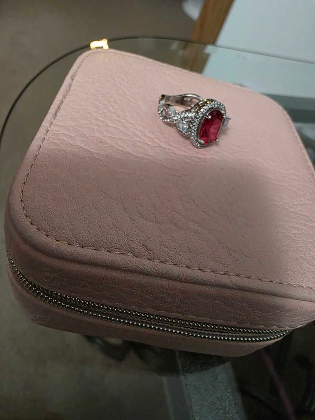Vintage Sterling Silver 925 Ruby Red Cushion Cut Cocktail Ring - photo 4