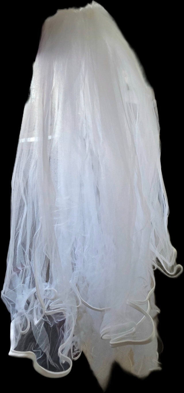 Vintage Beaded Corset Wedding Dress & Veil Set - photo 4
