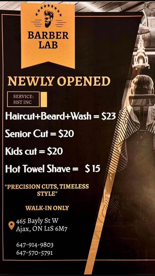 Newly opened barbershop in Ajax at Bayly and Westney