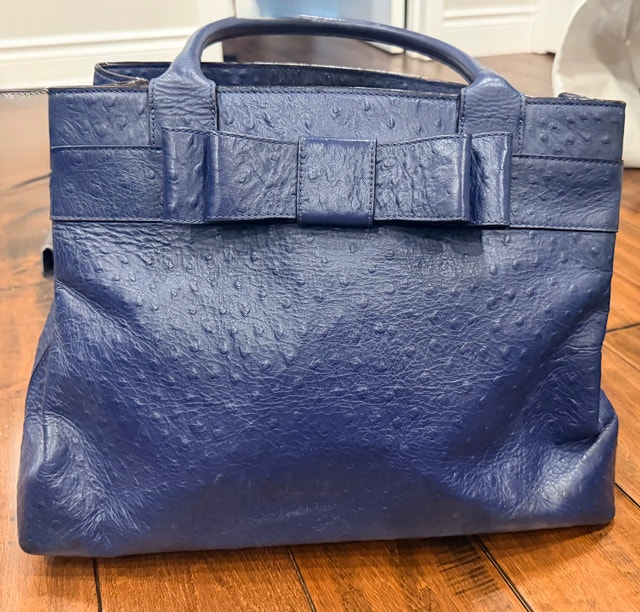 Kate Spade Blue Ostrich Leather Tote