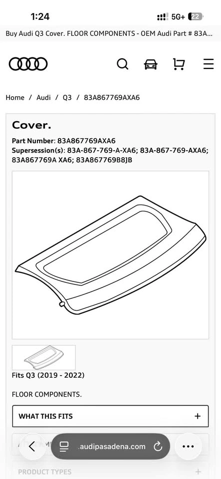Genuine Audi Q3 Cargo Cover / Parcel Shelf OEM 83A867769A Black