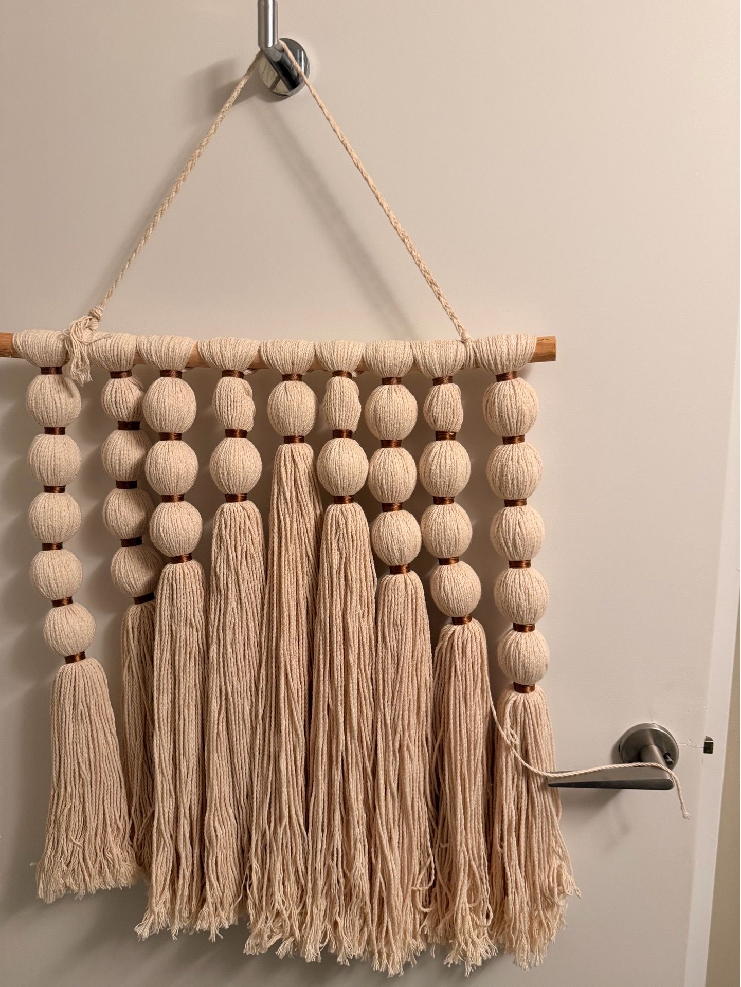 New Handmade Mexican Cotton and Wood Boho Wall Hanging