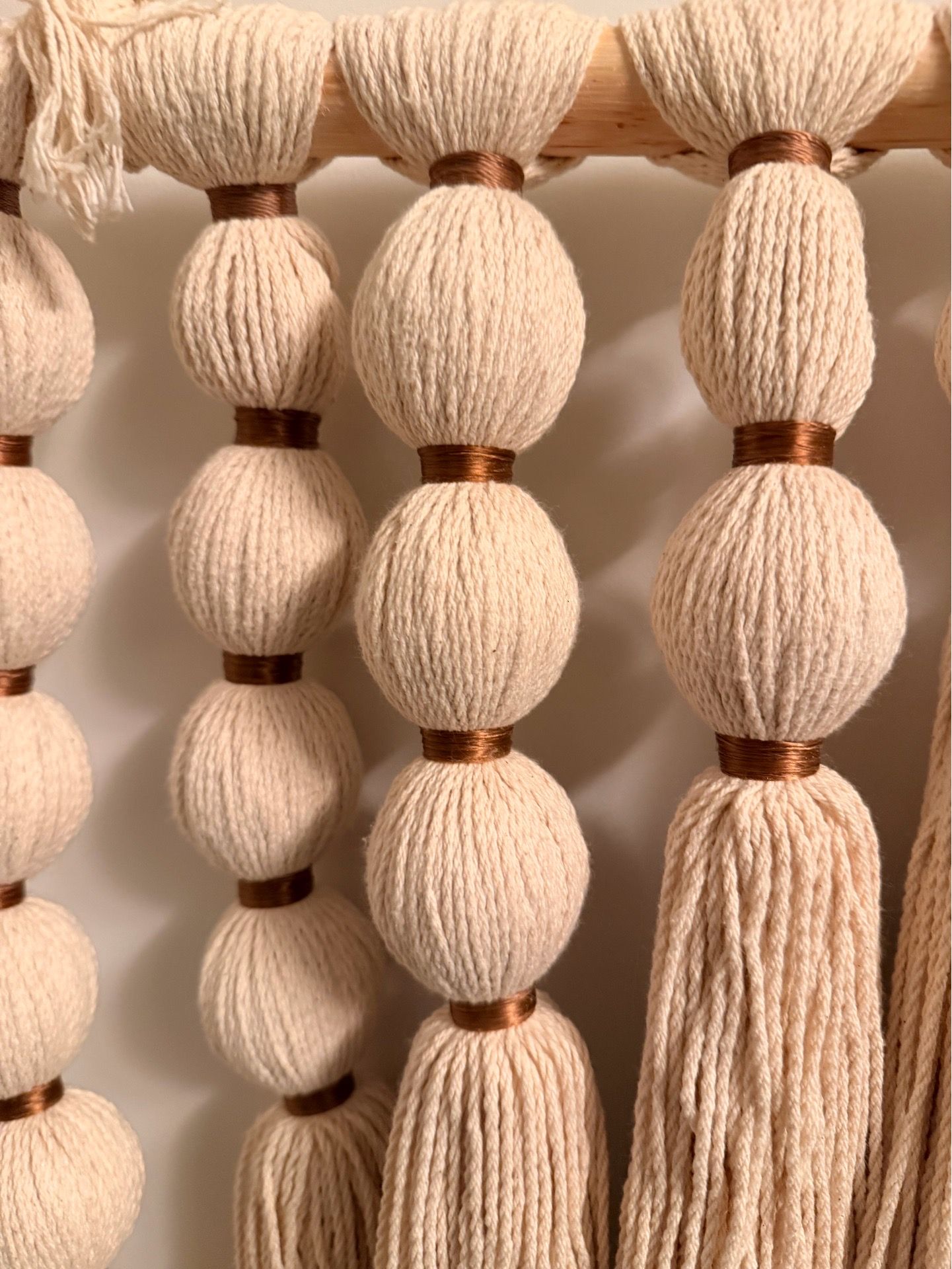 New Handmade Mexican Cotton and Wood Boho Wall Hanging - photo 4
