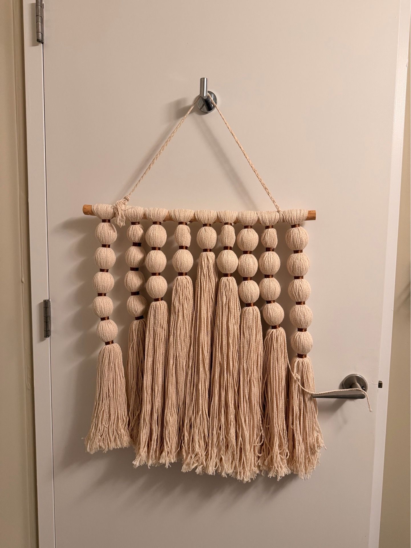 New Handmade Mexican Cotton and Wood Boho Wall Hanging - photo 5