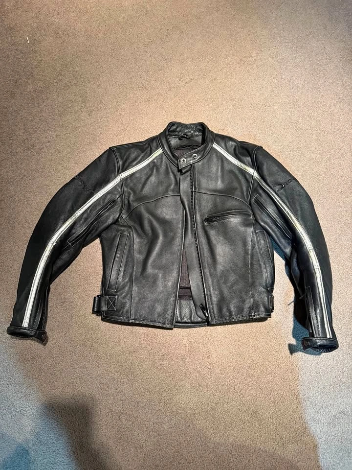 New Joe Rocket Silver Stripe Ladies Leather Motorcycle Jacket