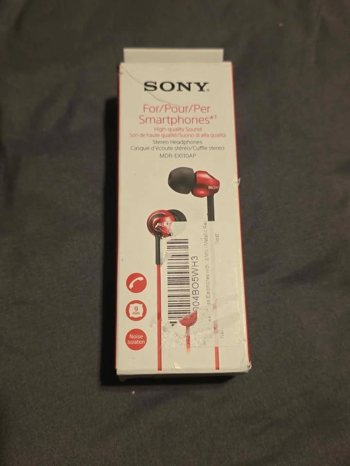 RED Sony MDR-EX110AP Stereo Headphones - BNIB, open box - photo 3