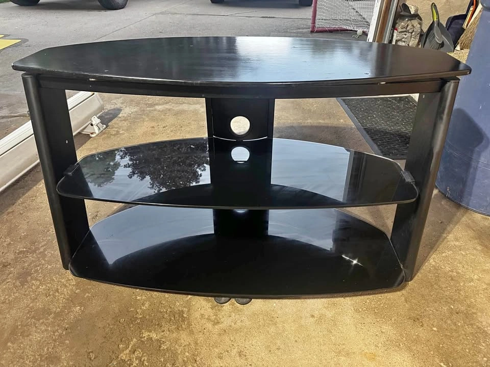 Black Glass TV Stand / Entertainment Center
