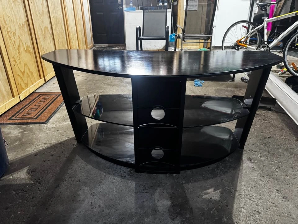Black Glass TV Stand / Entertainment Center - photo 2