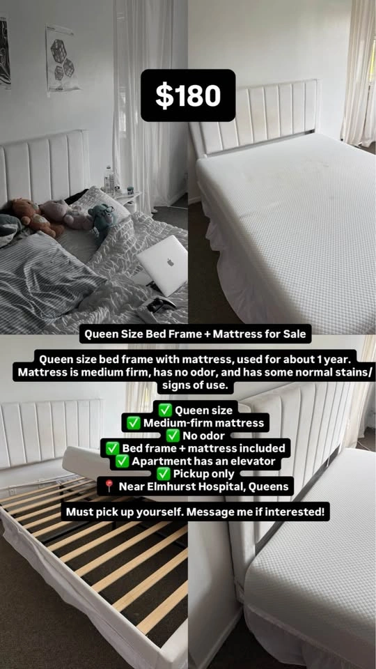 Queen Size Bed Frame + Mattress for Sale - photo 2