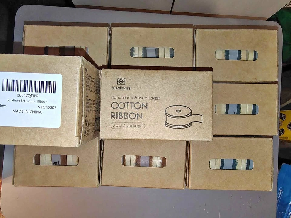 Vitalizart 5/8" Handmade Cotton Ribbon - 3 Rolls / 21 Yards Tota