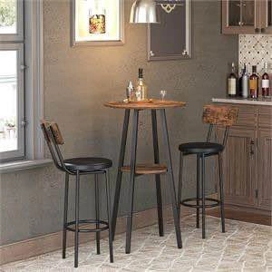 HOOBRO Bar Table, Round Pub Table, 2-Tier Bistro Table