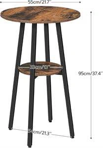 HOOBRO Bar Table, Round Pub Table, 2-Tier Bistro Table - photo 2
